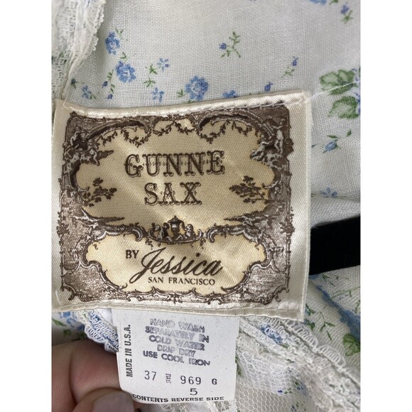 Jessica McClintock Gunne Sax Floral Lace Maxi Dress Cottage Core Prairie Vintage - Picture 10 of 16